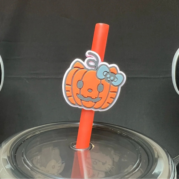 2024 Sanrio Hello Kitty Halloween Tumbler w/ Kitty Pumpkin Straw Topper - Picture 5 of 12